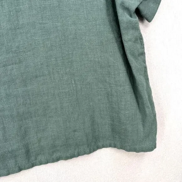FOUND PATH Linen Market Boxy Tee Womens Small Spruce Square Top Short Sleeve - Picture 10 of 14